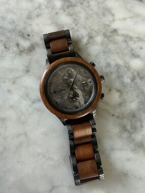 New Treehut Chronograph Watch, Rise Walnut Grey Marble